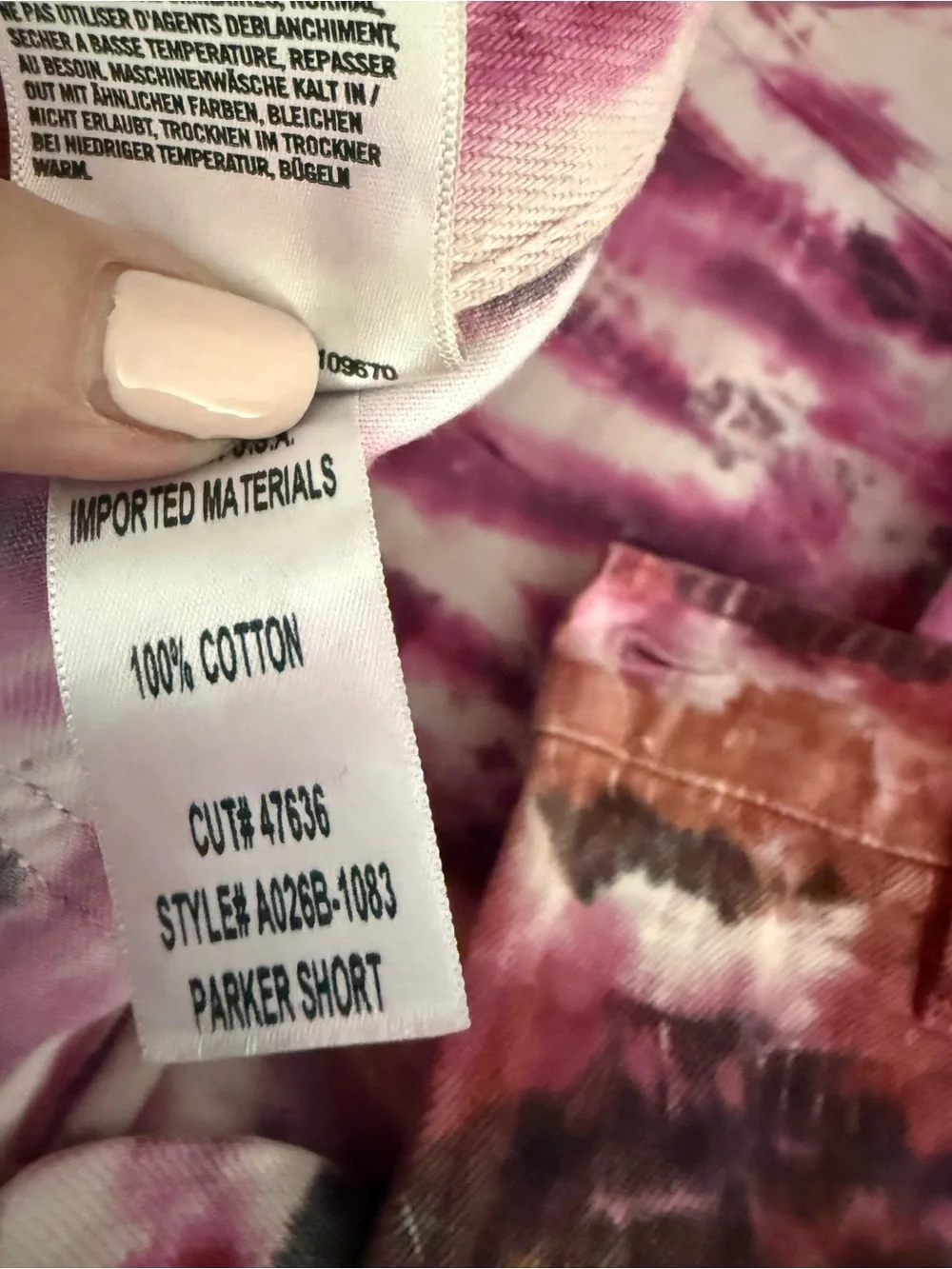 AGOLDE Pink and Brown Tie-Dye Cutoff Denim Shorts - Picture 3 of 8